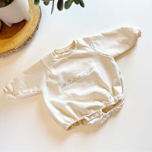 Baby Anggo Bebe Minimalist Dino Sweatshirt Romper | 12-18m